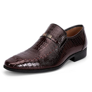 Pointed Toe Dress Shoes For Men's Luxury Crocodile Formal Footwear Loafers Slip On Wedding Zapatos Hombre Mart Lion Brown 38 