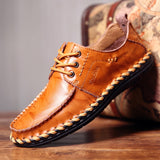 Genuine Leather Handmade Casual Men Shoes Design Sneakers Man Leather Travel Loafers Driving Mart Lion Yellow Brown 38 