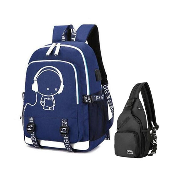 Fengdong waterproof school backpack for boy chest bag USB backpack for men's travel bags laptop bag pack school boys - MartLion
