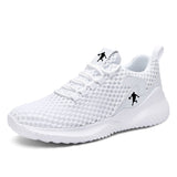 Summer Men's Casual Shoes Lace Up Sports Sneakers Air Mesh Trainers Leisure Lace Up Tenis Footwear Women Walking Flats Mart Lion White 38 