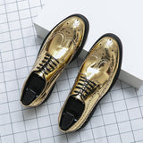 Gold Brogue Shoes Men's Wedding Lace-up Autumn Handmade Mart Lion gold 38 
