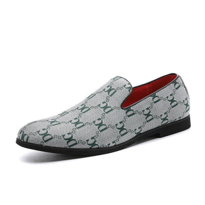 Loafers Men's Shoes Letter Canvas Breathable Round Toe Slip-on Classic Casual Party Daily Dress Mart Lion Green 38 