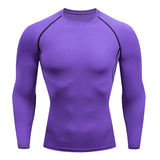 Compression Running Shirts Men's Dry Fit Fitness Gym Men Rashguard T-shirts Football Workout Bodybuilding Stretchy Clothing Mart Lion Purple S 