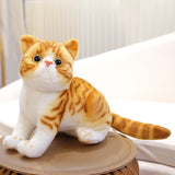 4 Colors 31cm INS Like Real Prone Cat Plush Doll Stuffed Pure Colors Grey White Yellow Kitten Toy Pets Animal Kids Gift Mart Lion 26cm orange  