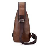  Men's USB Chest Bag Designer Messenger Crossbody Package PU Leather Shoulder Bags Package Travel Chest Bag Bolso Hombre Mart Lion - Mart Lion
