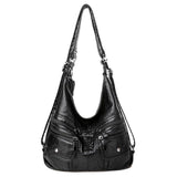Genuine Leather Handbags Multifunction Casual Tote Bag Bagpack Mochilasr Women Shoulder Ladies bags Mart Lion Black-56  