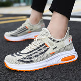 Men's Sports Casual Shoes Flying Woven Breathable Mesh Lace Up Running Shoes Cross Border Mart Lion grey 39 