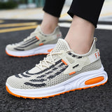 Men's Sports Casual Shoes Flying Women Breathable Mesh Lace Up Running Shoes Cross Border Mart Lion grey 39 