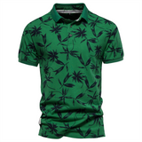Hawaii Style Men's Polo Shirts Cotton Leaf  Printing Short-sleeved Design Mart Lion Green EUR S 60-70kg 