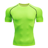 Compression Running Shirts Men's Dry Fit Fitness Gym Men Rashguard T-shirts Football Workout Bodybuilding Stretchy Clothing Mart Lion Green short sleeve S 