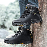 Men's Winter Snow Boots Waterproof Leather Sneakers Super Warm Outdoor Hiking Work Shoes Cycling Mart Lion   