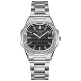 Men Watch Casual Quartz Diamond Women Watches Stainless Steel Diamond Multi-function reloj de mujer Mart Lion C8  