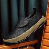 Genuine Leather Men Increase Casual Shoes Handmade Loafers Travel Breathable Slip on Black Soft Walking Leisure Mart Lion   