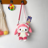 Kawaii Sanrioed My Melody Cinnamoroll Cartoon Plush Bag Anime Soft Stuffed Animals Plushie Backpack Girls Doll Toys Mart Lion NM-16  