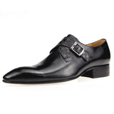 Monk Men's Shoes Formal Social Oxford for Wedding Office leather social Bullock Carving classic style cn Mart Lion Black 39 