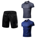 Men's Tracksuit Sportswear Suit T-Shirt and Shorts Pants Gym Equipment Clothing Football Training Set Jogging Running Mart Lion Grey Blue n 1 pant M 