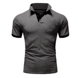 Men's T-shirt Lapel Casual Short-sleeved Stitching Solid Color Pullover Mart Lion gray S 