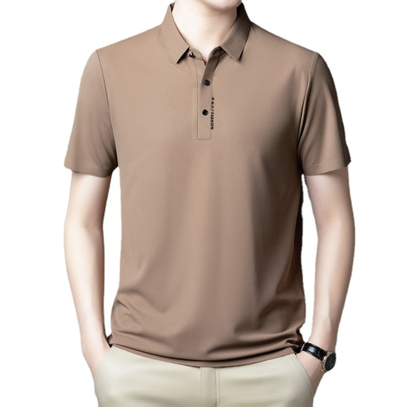 Summer Polo Shirt for Men's Casual Solid Breathable Work Polo Short Sleeve Regular Polo Shirts Mart Lion   