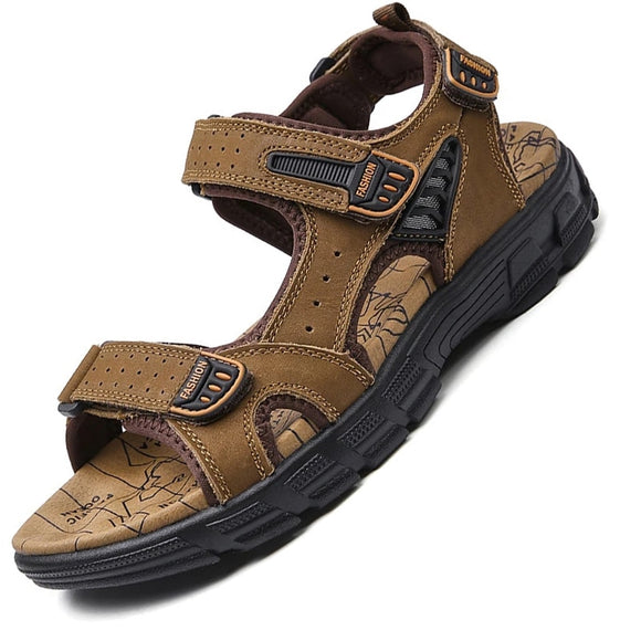  Men's Genuine Leather Sandals Brand Classic Sandal Summer Outdoor Casual Lightweight Sneakers Mart Lion - Mart Lion