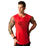 Clothing men's Gym Tank Tops Summer Cotton Slim Fit shirts Bodybuilding Sleeveless Undershirt Fitness tops tees Mart Lion Red M 