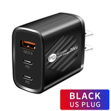 PD 20W Usb C Charger For Iphone 12 13 Pro Xiaomi Fast Quick Charge Dual Type-C PD USB Charger For QC 3.0 Mobile Phones Adapter Mart Lion US Full Black  