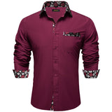 Black Dress Shirts Men's Clothing Long Sleeve Tuxedo Social Casual Splicing Paisley Collar Cuff Men's Shirt Mart Lion   