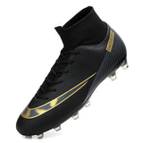 Turf Soccer Shoes High Ankle Futsal Men's Ag Tf Outdoor Breathable Football Boots Anti Slip Trainers Mart Lion Black cd Eur 35 