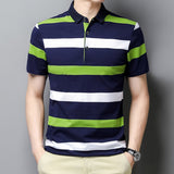 Korean Style Polo Shirt Striped Short Sleeve Summer Cool Shirt Streetwear Striped Polo Shirt Men's Tops Clothes Mart Lion Green M 