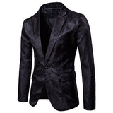 Men's Casual Slim Suit Sets printed Tuxedo Wedding formal dress Blazer stage performances Suit Mart Lion BXZ16 black M 