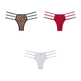 3pcs Low Rise Leopard Panties For Woman String Underwear Briefs Solid Panties Ladies Seamless Panty Mart Lion leopard-red-white M China|3PCS
