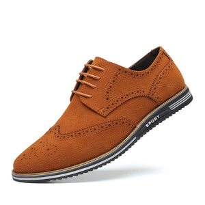 Suede Leather Men's Brogue Casual Shoes Lace Up Moccasins Shoes Vintage Classic Dress Mart Lion   