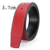 3.3cm 3.7cm Smooth Buckle belt without Buckle Real Genuine Leather Belt Body No Buckle Cowskin Belts Black Brown Blue White Red Mart Lion 3.7cm Red China 105cm
