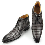 Shoes Men's Genuine Leather Rubber Ankle Boots Casual Footwear Crocodile pattern Street style scarpe uomo Mart Lion   