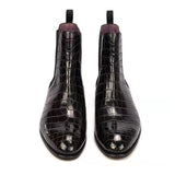 Autumn Winter Men Chelsea Boots Pointed Wear-Resistant Single Mart Lion Black 38 