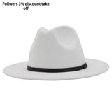 Fedora Hat Black Leather Belt Ladies Hat Decoration Felt Hats For Women Wool Blend Simple British Style Men's Panama Hat Mart Lion   