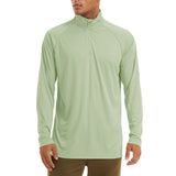 Men's Sun/Skin Protection Long Sleeve Shirts Anti-UV Outdoor Tops Golf Pullovers Summer Swimming Workout Zip Tee Mart Lion Light Green CN size L (US M) CN