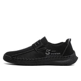 Men's Loafers Retro Flats Sneakers Leather Casual Shoes Boat Shoes Mart Lion black 38 