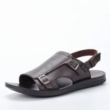 Leather Men Sandals Summer casual breathable beach summer sandals Mart Lion 203 dark brown 40 