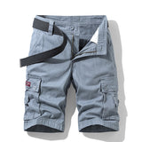 Men's Loose Cotton Cargo Shorts Summer Thin Breathable Soft Shorts Multi Pocket Zipper Pants Mart Lion Grey 30 China