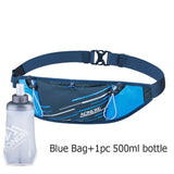 W8102 Lightweight Slim Running Waist Bag Belt Hydration Fanny Pack For Jogging Fitness Gym Hiking Mart Lion Blue With Bottle  