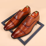 Classic British Leather Shoes Men's Retro Derby Dress Office Flats Wedding Party Oxfords Mart Lion Brown 37 China