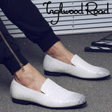 Men Retro Woven Leather Casual Shoes Men's Driving Loafers Light Moccasins Trendy Party Wedding Flats Mart Lion White 38 China