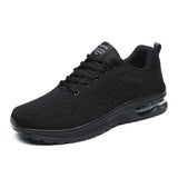 Men's Leather Walking Jogging Sneakers Running Sport Shoes Black Lightweight Athletic Trainers Breathable Mart Lion   