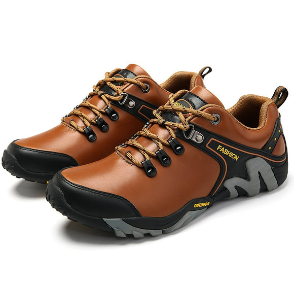  Brown Outdoor Men's Hiking Shoes Genuine Leather Trail Climbing Sports Sneakers Waterproof Trekking Mart Lion - Mart Lion