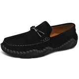 Pigskin Leather Classic Mens Casual Lazy Peas Shoes Flat Loafers Walk Drive Footwear Outdoor Sneakers Office Dress Mart Lion Black 38 