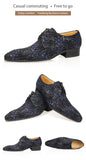  Pattern Floral lace up shoes Luxury Men's Party Blueblack Dress Pointed lace-up flat casual Handmade wingtip Derby Mart Lion - Mart Lion