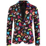 Purple Cute Suits Men's Heart Cup Print Blazer Slim Masculimo Vinatge Dress Club Suit Jackets Homme Mart Lion X230 M 