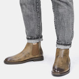 Retro Chelsea Boots Men's Leather Ankle Mart Lion   