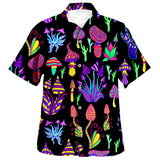 Summer Men's Hawaiian Shirts Psychedelic Mushroom Print Loose Short Sleeve Party Beach Shirts Mart Lion MOGU12 US SIZE XL 