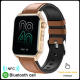 Smart Watch Men's Screen Always Display The Time Bluetooth Call IP68 Waterproof Women For Huawei Mart Lion Leather Gold  